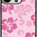 FANXI Pink Hibiscus Phone Case Compatible with iPhone 13 Pro 6.1 Inch - Shockproof Protective TPU Cute Flower Printed Phone Case Designed for iPhone 13 Pro Case for Men Girls Women