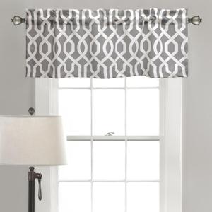 Lush Decor Edward Trellis Curtains Light Filtering Window Valance for Living, Dining, Bedroom, Gray, 52"W x 18"L (Grey)