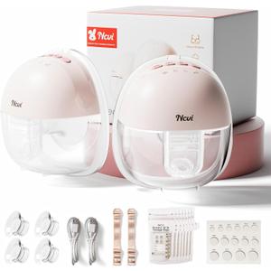 NCVI Wearable Breast Pump, Hands Free Electric Breast Pump with 4 Modes & 9 Levels Suction, Portable Breast Pump Ultra Quiet <42dB, 150min Battery Life, 19/21/24mm Flange, Breastfeeding Pump for Moms