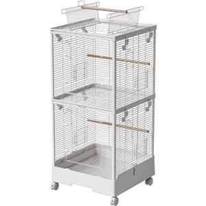 40 Inch Medium Small Bird Double Cage for Parrot Lovebirds Finches Canaries Parakeets Cockatiels Budgie Parrotlet Conures, w/Detachable Standing Perches, Snow White 40 Inch Medium Small Bird Double Cage for Parrot Lovebirds Finches Canaries Parakeets Cockatiels Budgie Parrotlet Conures, w/Detachable Standing Perches, Snow White