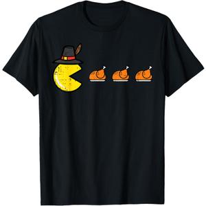 Thanksgiving Video Game Eating Turkey Gamer Men Women Kids T-Shirt, 2X