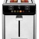 Chefman Smart Touch 2 Slice Digital Toaster, 6 Shade Settings, Touchscreen Controls, Extra-Wide Slots for Thick Breads & Bagels, +10 Seconds, Defrost, Removable Crumb Tray – Stainless Steel