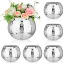 6 Pieces Disco Ball Flower Vase Mirror Disco Ball Glass Planter Candle Holder Glass Vase Bulk for Wedding Centerpieces Bedroom Kitchen Office Decoration Birthday (Silver, 5 x 6 Inch)