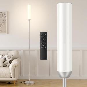 LED Floor Lamp with Remote Control, Foot Switch, Silver
Stepless Adjustable 3000K-6500K Colors,30-100% Brightness,Memory functions,14.5W light power,Standing lamp,Bedrooms,Office
