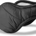 180s Women's Down Winter Ear Warmers | Behind-the-Head Adjustable & Foldable Earmuffs (Black)