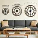 16 Inch Rustic Wall Clock Silent Non-Ticking Wooden Wall Clocks with Roman Numerals Farmhouse Decorative Clock for Living Room Bedroom Office (Brow)