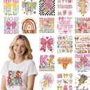 Teacher DTF Transfers Ready to Press - 20 Sheets Last Day of School Iron on Transfers Stickers Back to School T-Shirts Pink Bow Iron on Decals Patches for Backpacks Jeans DIY Costume