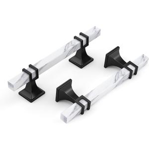 homdiy 10 Pack 3-3/4 Inch Marble Cabinet Pulls, White Marble Grain Kitchen Cabinet Handles Black and White Dresser Drawer Pulls