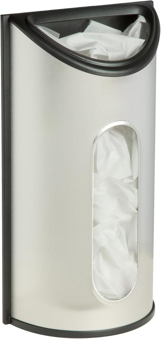 Honey-Can-Do Stainless Steel Plastic Bag Saver & Trash Bag Dispenser, Wall-Mounted Plastic Bag Organizer for Kitchen, Pantry, Garage, Durable Stainless Steel Storage for Grocery Bags and Space-Saving