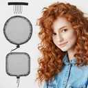 12PCS Black Hair Weave Sleeve Weaving Net Cap with Elastic Drawstring for Afro Puff Bun Wig Making Tools(Round, Square)