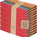 Urban Villa Cloth Napkins Cuisine Stripes 100% Cotton Absorbent Dinner Napkins Set of 12 20x20 Inches Red Multi Color Soft Durable Washable and Reusable Ideal for Everyday Use Wedding Parties Napkins