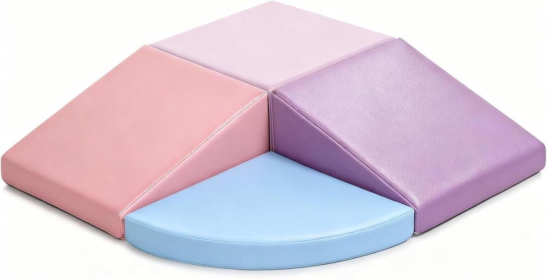 Climbing Foam Blocks for Toddlers: PU Leather Foam Blocks for Kids Active Play - Toddler Climbing Toys Indoor - Durable Playground Gym Preschool Toddler Toys for Boys and Girls (Purple/Pink)
