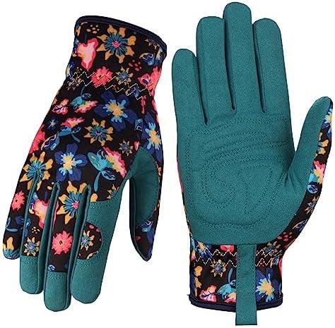Bamllum Leather Gardening Gloves for Women - Working Gloves for Weeding, Digging, Planting, Raking and Pruning, One Size