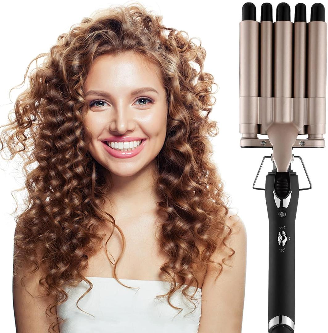 5 Barrel Curling Iron Wand 0.6 Inch Hair Crimper Waver Portable Two Temperature Setting Ceramic Hair Curler Curling Iron