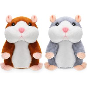 2 Pcs Talking Hamster Toys Repeats What You Say Plush Hamster Toy Interactive Toys Stuffed Hamster Repeating Plush Animal Toy Early Learning