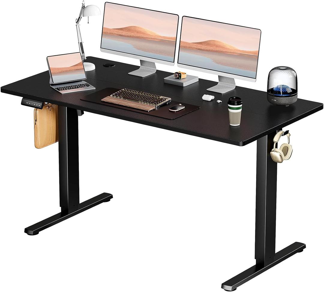 Yapamar Electric Standing Desk 55 Inch & Adjustable Height, 4 Memory PresetsQuiet Dual Motor for Office, Bedroom - Black