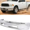 ALMULOO Front Bumper Face Bar Compatible with 2013-2018 Ram 1500 2019-2024 Ram 1500 Classic Replacement for CH1002397 68160855AC W/O Sensor Holes&Fog Lights Holes Steel Chrome Silvery 2Pcs
