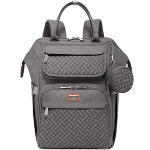 BabbleRoo Diaper Bag Backpack, Multifunction Large Bags with Changing Pad & Stroller Straps & Pacifier Case, Unisex Stylish Travel Back Pack Nappy Changing Bag for Moms Dads (Dark Gray)