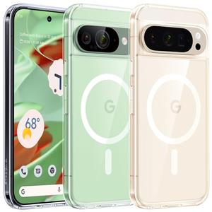 TORRAS Magnetic Shockproof for Google Pixel 9 Pro & Pixel 9 Clear Case, [Fit for MagSafe][16FT Mil-Grade Drop Protection] Translucent Slim Protective Phone Case