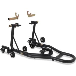 Universal Motorcycle Stand Paddock Rear Lift Combo Bike Wheel Fork Stands Motorcycles Swingarm Spool Adjustable Dismantable 360 Compatible Most for Yamaha Honda Kawasaki Suzuki Black