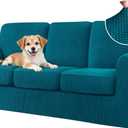 CHUN YI 7 Piece Couch Covers Sofa Covers Washable, Stretch Sofa Slipcovers for 3 Cushion Couch with Seperate Backrest and Cushion Covers, Anti Slip Furniture Protector for Dogs Pets (Large, Teal)