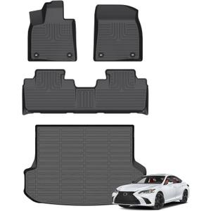 Floor Mats & Cargo Liner for 2016-2022 Lexus RX RX350/ RX450h (Not for RXL) All Weather Automotive TPE Liners Set Anti-Slip Waterproof Floor Liners Accessories (Car Mats+Trunk Mat) Black