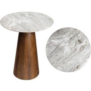 JONATHAN Y END5003B Kaito 18" Rustic Minimalist Round Marble/Wood Accent Table, Side Table, End Table for Living Room, Bedroom, White Marble/Honey Wood