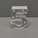 Pooqla Silver Decorative Signage, Lighted Number 5, Battery Powered LED Night Light for Christmas Wedding Home Bar Birthday Party Decoration, Plastic, Silver, 8.86 inches