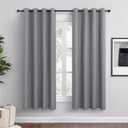 Dark Grey Linen Blackout Curtains 63 Inch Length 2 Panels Set for Bedroom Living Room Grommet 100% Black Out Linen Drapes Room Darkening Window Curtains 63 Inches Long Dark Gray