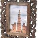 Hand Carved Mango Wood Rustic 5x7 Picture Frame with Real Glass - Aesthetic Vintage Wood Frame for Tabletop and Wall Mount Use - Rustic Home Decor Perfect for Your Memories