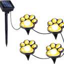 Paw Print Solar Lights - Outdoor Garden Decoration Waterproof, Cat Dog Animal Set (4), Pet Cemetery, Grave Memorial, Gifts for Pet Lovers (Warm White)
