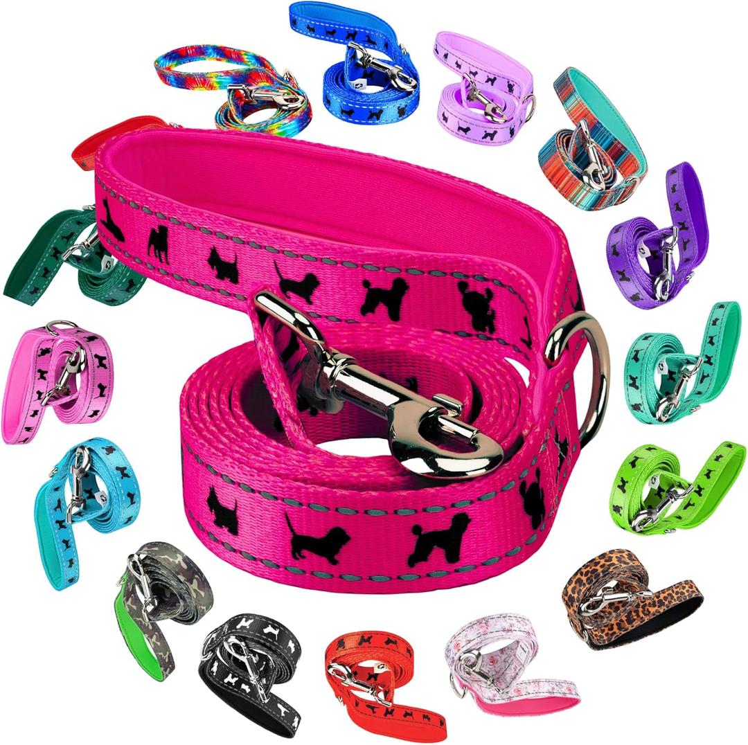EcoBark Dog Leash - Soft & Reflective Comfort Training Leashes with Padded Handle - Safe, Strong, & Durable for Small, Medium or Large Dogs (Pink) (5 ft x 3/4 in - Narrow Width)