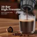 Portable Coffee Maker Espresso Machine, Travel Coffee Maker Self-Heating with USB-C Small Tea Cup, Compatible with Ground Coffee & NS Capsule for RV,Car, Hiking, Camping Office
