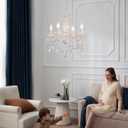Plug in Crystal Ceramic White Chandelier, Glass Chandeliers,White crystal Hanging Pendant Light with Clear Cord and On/Off, 4 Light Crystal Chandelier for wedding, Kitchen, Dining,Foyer, Mini room