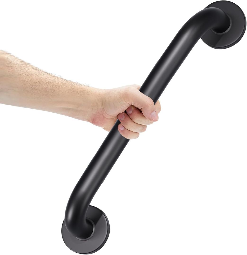 AmazerBath Grab Bars for Shower 18 Inches, Shower Grab Bars for Senior Anti Slip, Safety Grab Bars for Bathtubs and Showers Stainless Steel, Thickened Bar Holds 500LBS, 18" Lx1.25 D, Black