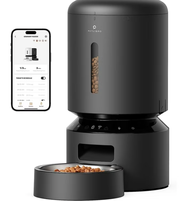 PETLIBRO Automatic Cat Feeder, 5G WiFi Automatic Dog Food Dispenser with Freshness Preservation, 5L Timed Pet Feeder with Low Food Sensor, Up to 10 Meals Per Day, Granary Black