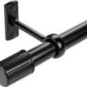 Matte Black Curtain Rods for Windows 48 to 84 Inches, Adjustable Heavy Duty 1" Diameter Curtain Rod with Modern Solid Metal Finials for Outdoor Farmhouse Bedroom Kitchen Living Room