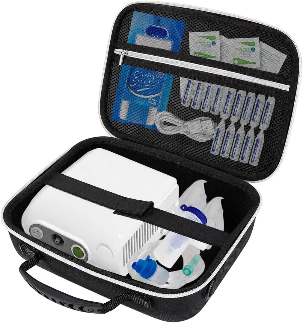 Nebulizer Bag for Smart Nebulizer,Portable Hard Case,Desktop Inhaler Nebulizer for Home Travel Use, Medicine Storage Bag for Inhaler Spacer, Masks, Asthma Accessories for Kids and Adults,Black