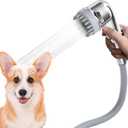 Dog Shower Attachment with 9.84ft Hose, Pet Shower Set for Convenient Dog Bath, 3-mode Handheld Dog Shower Head, Dog Shower Sprayer Attachment Set with Diverter Valve, No Drill Hook, Pet Bathing Tool