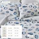 Great Bay Home Coastal Quilt Set - 3-Piece Full/Queen Size Nautical Bedding Set - Lightweight, All-Season, Reversible Bedspread (Coastal Fish)