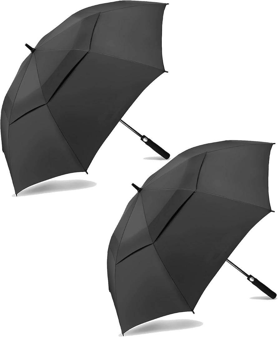 MRTLLOA Extra Large Golf Umbrella, 62 Inch Automatic Open Umbrella Double Canopy Vented Windproof, 210T Pongee Fabric Waterproof , Large Umbrellas for Rain Heavy Duty, Big Umbrella, Oversized