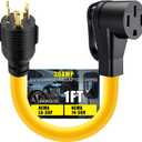 1FT NEMA L6-30P to 14-50R EV Adapter Cord 3 Prong 30 Amp L6-30 Locking Male Plug to 4 Prong 50 Amp 14-50 Female Receptacle Charger Adapter Cord with Handle, STW 10 AWG/3C, ETL Listed