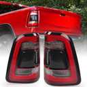 FIONE: For Dodge Ram 1500 Tail Light Assembly Without Blind Spot 2019-2022 LED Type & Red Lens Chrome Interior (Left+Right Side)