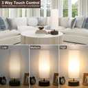 3 Way Dimmable Touch Control Table Lamp, Bedside Table Lamp with Dark Brown Base, Modern Nightstand Lamp with Beige Shade, Simple Night Light for Bedroom Living Room Home Office, 9W LED Bulb Included