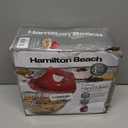 Hamilton Beach 6-Speed Electric Hand Mixer with Whisk, Traditional Beaters, Dough Hooks, Snap-On Storage Case, 275 Watts, Red