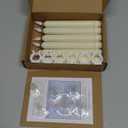 Homemory 6 Pcs Window Candles with Sensor Dusk to Dawn, Ivory Striped Candlesticks with Suction Cups, Roman Column Christmas Window Candle Battery Operated, Flameless Led Taper Candles for Windows