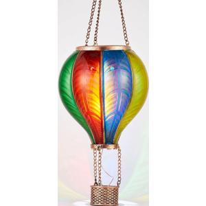 TERESA'S COLLECTIONS Hot Air Balloon Solar Lantern for Garden Decor ,Flickering Flame Hanging Solar Light for Outdoor ,Colorful Plastic Lamp for Yard Tree Gift for Mom