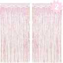 xo, Fetti Decorations Iridescent Fringe Foil Curtain - Set of 2 | Bachelorette Party Bridal Shower Backdrop, Wedding, Birthday Photo Booth
