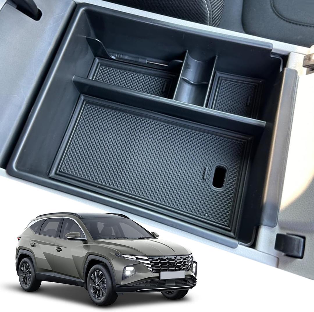 Compatible with 2022 2023 2024 Hyundai Center Console Organizer Tray Car Armrest Storage Insert Box Organizer Holder Accessories(Black)