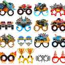 Jenaai 32 Pcs Monster Truck Party Decorations Paper Glasses Monster Truck Photo Booth Props Car Theme Eyeglasses for Baby Shower Birthday Party Supplies Favors
